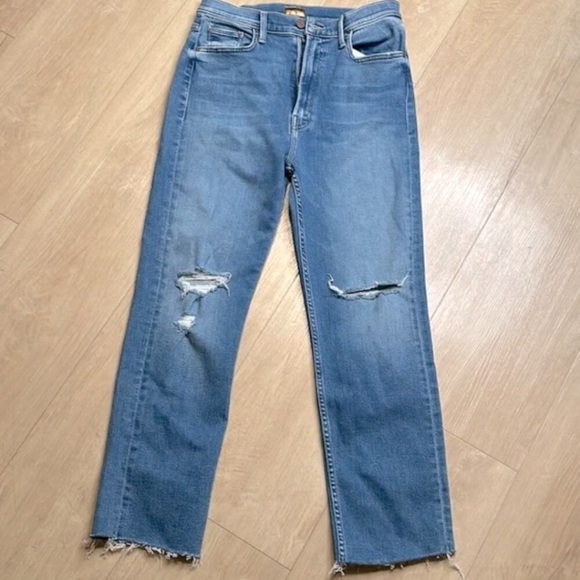MOTHER Denim High Waisted Rider Ankle Fray Jeans In Party Like A Pirate Size 30 - Picture 3 of 9